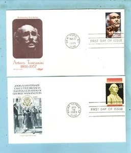 2 ARTMASTER FDC, "Sc 2411 Arturo Toscanini 25c & Sc 2414 George Washington 25c" - Picture 1 of 4
