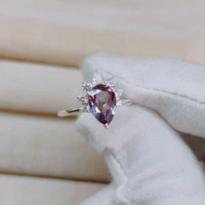 Alexandrite Ring, Lab Created Alexandrite Ring, 925 Sterling Silver Ring - Picture 1 of 10
