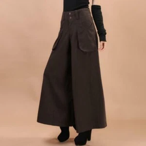 womens high-rise loose stretch wide leg long trousers bell-bottom oversize pants - Picture 1 of 17
