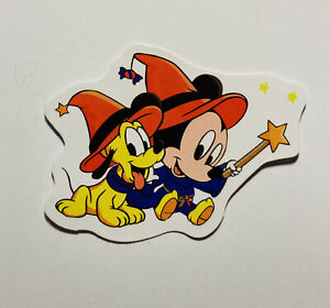 MICKEY MOUSE & PLUTO “Magician With Star Wand” Sticker SCRAPBOOKING Art Decal tc