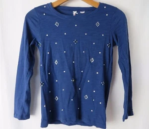 Scooter Girls T Shirt Long Sleeve Sequin Bling Front Details Blue L (14) #5739 - Picture 1 of 3