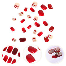  24 Pcs Red Womens Fake Fingernails Christmas Full Cover Artificial