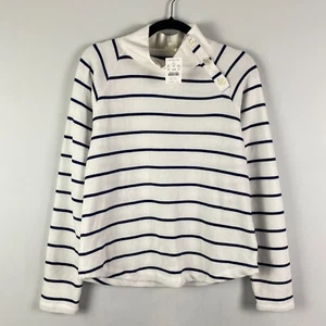 J. Crew Crewcuts Girls' wide button-collar pullover sweatshirt XXL Navy Stripe - Picture 1 of 11