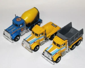 Vintage Menge Streichholzschachtel Bau Zement Müllhalde Kipper LKW gelb blau Retro - Bild 1 von 7