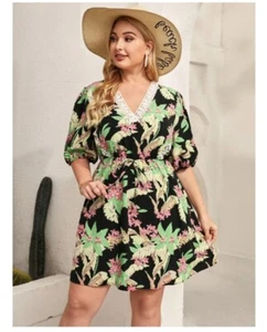 Abito a contrasto Shein 4xl stampa tropicale - Foto 1 di 3