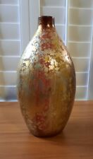 Ceramic Vase In Gold, Brown, Orange, Beige & Mocha 13 Inches Tall Stunning Piece