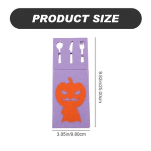 4 Pcs Pumpkin and Fork Bag Cutlery Holders Cover Halloween - Picture 1 of 12