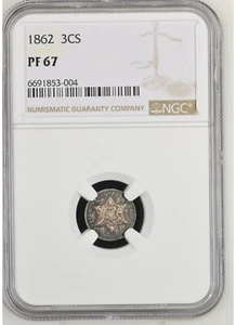 1862 Three Cent Silver - 3cS NGC PF67 - Lovely Toning - Under Greysheet Price! - Picture 1 of 7