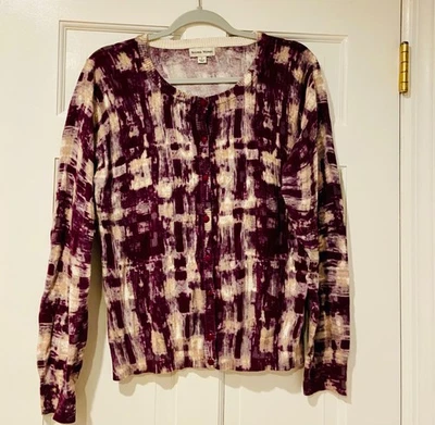 Cárdigan Studio Works en patrón morado - talla grande Foto 1 de 4