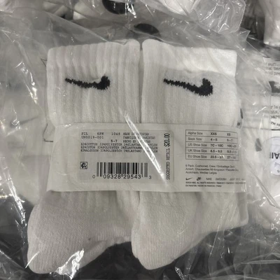 Paquete de 6 calcetines acolchados Dri-Fit Performance blancos Nike para niños 10C-3Y nuevos Foto 1 de 4