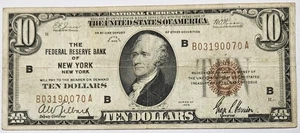 1929 $10 Dollar Federal Reserve Bank Note New York National Currency c850 - Picture 1 of 4
