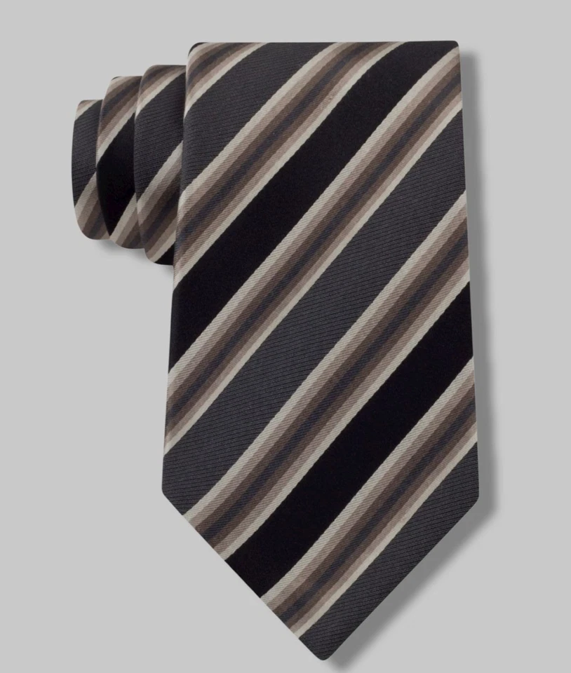 Corbata de cuello Kenneth Cole Reaction negra a rayas Tony ajustada de seda 57 X 3 para hombre Foto 1 de 1