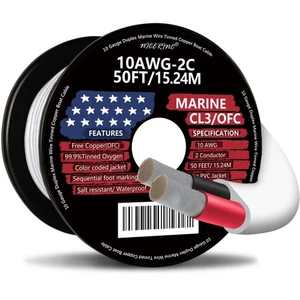 Cavo da barca in rame stagnato filo marino duplex 10 gauge, 50 piedi 10 AWG standard US... - Foto 1 di 6