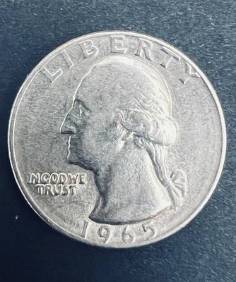 Washigton Quarter 1965 Mint Error No Mint Mark Filled A Circulated Rare - Image 1 of 3