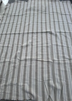 FABRIC Cotton Brown Beige Cream Striped 125x75 Craft  Patchwork Offcut Remnants - Image 1 of 4