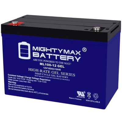 Batería GEL Mighty Max 12V 100AH reemplaza ciclo profundo viento solar VRLA 12V 24V 48V Foto 1 de 4