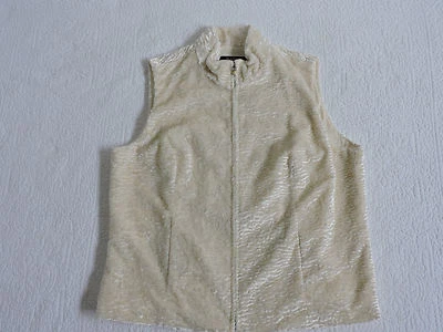 PECK & PECK WOMEN CREAM FAUX FUR ZIP UP SLEEVELESS VEST SZ 14 - Image 1 of 4