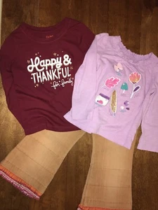 ThanksgivIng Outfit Shirts Pant Lot of 3~ Toddler Girls Sz 3T 4T EU 98 *A-021 - Picture 1 of 9