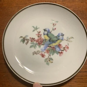 Antiker JKW WESTRN GERMANY PORZELLAN VOGEL TELLER GOLDRAND #9050 7,5" - Bild 1 von 2