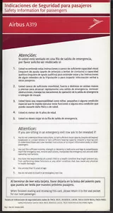 TACA AIRLINES PERU FLUGSICHERHEITSKARTE A 319 JAHR 10/2008 - Bild 1 von 2