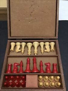 Vintage Chess Pieces Set Gallant Knight Deluxe Craft Chicago Red And White 2.75”