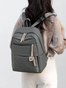 Travel Backpack Women Quilted Nylon School Work Bag Waterproof Trendy - Picture 1 of 20