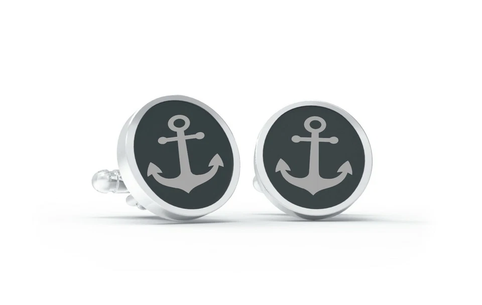 Gemelli da polso in argento 925  onice incisa ANCORA  - Immagine 1 di 1