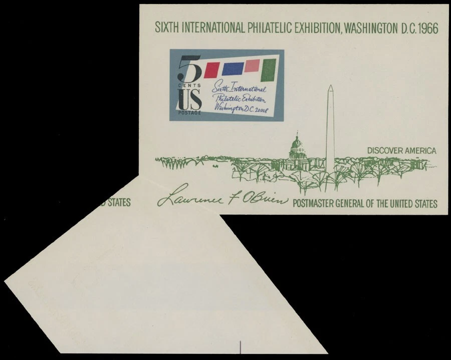 1966, USA 6TH INTERNATIONAL PHIL EXHIBITION, S/S W/ERROR, NH, RARE, SC. #1311 - Image 1 of 2