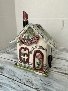 Blue Sky Pottery Cherries House Of Beauty Tea light House Cottage Candle Holder - Picture 1 of 10