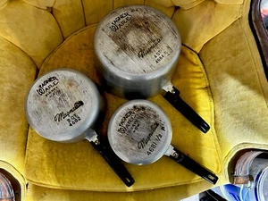 3 Antique Vintage Wagner Ware Sidney Magnalite 4 Quart Pot 4682 4684P 4681 1/2 ! - Picture 1 of 17