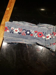 Machine Embroidered Fabric Trim Red White & Blue 9 1/2 Yards W/3" Width New - Picture 1 of 3