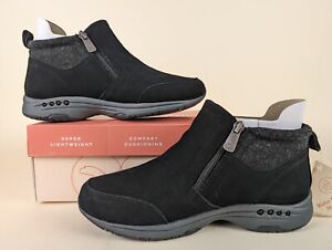 Easy Spirit Shuffle Ankle Booties Womens 7 M Black Suede Winter Shoes NWB