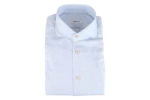 Kiton Napoli Hombre Camisa de Vestir Cuello | Azul Claro | Manga Corta | 16" - 41 - Imagen 1 de 3