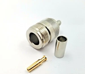 10pcs RF Connector N Female Jack Crimp Teflon Insulation Nickel Plated LMR195 - Picture 1 of 5