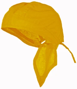 Gorra amarilla Bandana envolvente para la cabeza Do Rag motocicleta Doo Du bufanda para el cabello de rocío algodón - Imagen 1 de 2