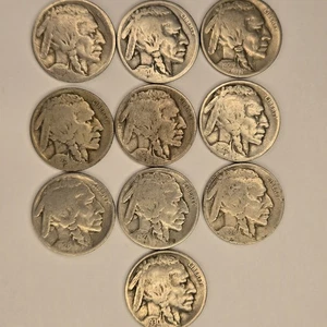 Unique Dates Buffalo Nickel Lot - 10 coins - 1919-1930 Philadelphia - Picture 1 of 10