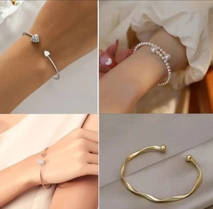 Stylish Elegant & Adjustable Cuff Bracelet - All Season Open Bangle Bracelet - Picture 1 of 21
