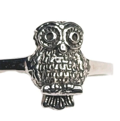 Anillo de plata esterlina 925 delicado sabio lindo búho pájaro figura animal talla 6 1/2 6,5 Foto 1 de 4