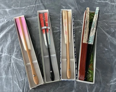 Juego de 5 ventiladores de mano tradicionales japoneses para baile para Nihon Buyo Foto 1 de 4