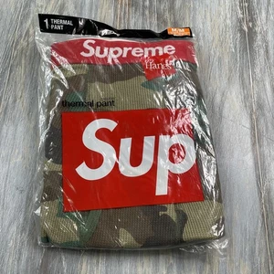 Supreme Hanes Thermal Pants Woodland Camo Mens Size Medium Camouflage NEW - Picture 1 of 2
