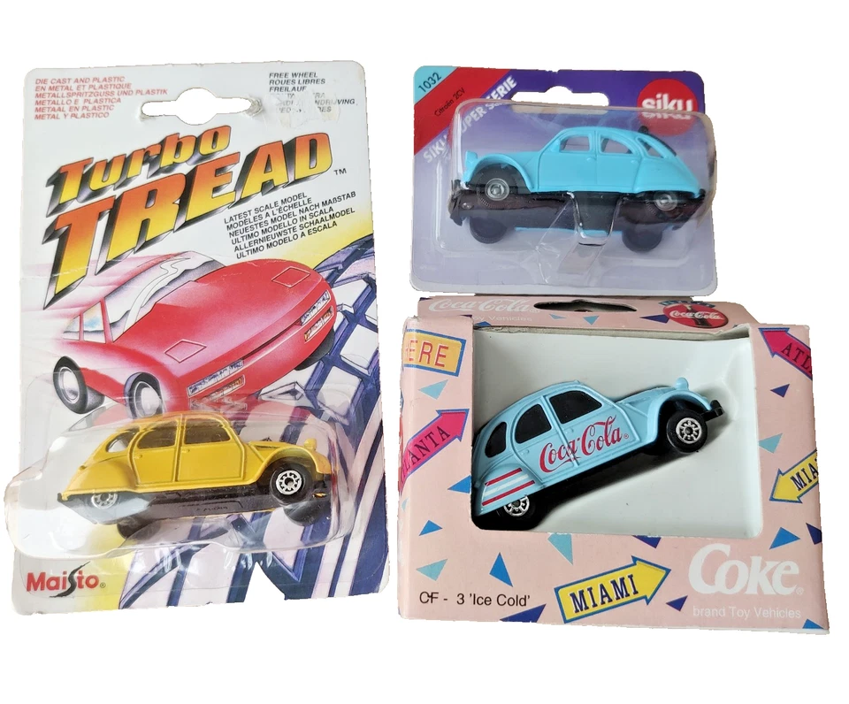LOT de 3 Citroën 2CV à l’échelle 1:64 – Coca-Cola, Siku, Maisto - Photo 1/4