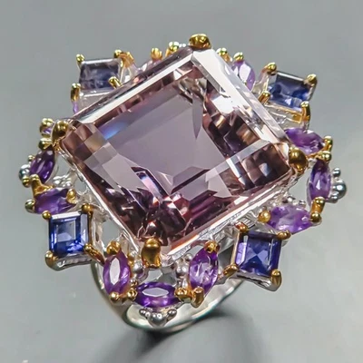 Anillo único 35 ct anillo ametrino natural plata de ley 925 talla 8/R444590 Foto 1 de 4