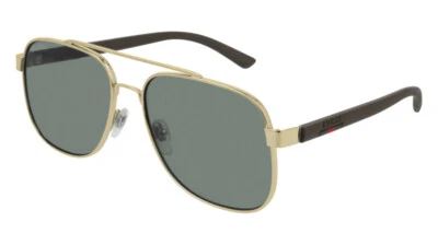 Gafas de sol Gucci GG0422S 005 doradas cuadradas verdes 60-17-140 mm no polarizadas para hombre Foto 1 de 3