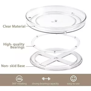 4 Pack 10 Inch Clear Acrylic Lazy Susan Non-Skid Turntable Organizer for Cabinet - Picture 1 of 6