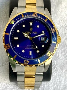 RELOJ DE BUCEO AUTOMÁTICO CROTON 200 METROS 660 FT CALENDARIO ACERO INOXIDABLE - Imagen 1 de 10