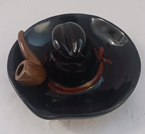 Cowboy Hat with Pipe Ceramic Ashtray - Picture 1 of 4