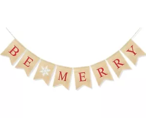 Be Merry Burlap Banner | Christmas Burlap Banner | Christmas Tree Garland 📦 - Picture 1 of 6