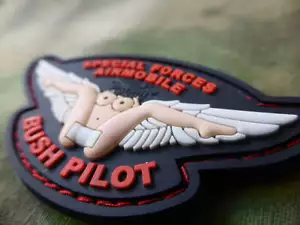 Patch Bush Pilot Wing, colore pieno / toppa in gomma 3D - Foto 1 di 8