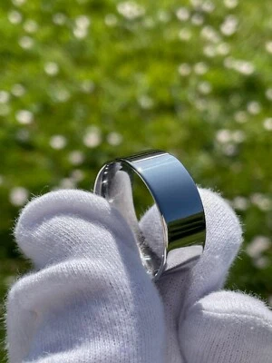 Низкий/тонкий плоский профиль твердого титана кольцо, полированный широкая лента, он или она - Изображение 1 из 4