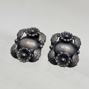 Boucles d'oreilles fleurs vintage estampillées en argent sterling 7,2 g